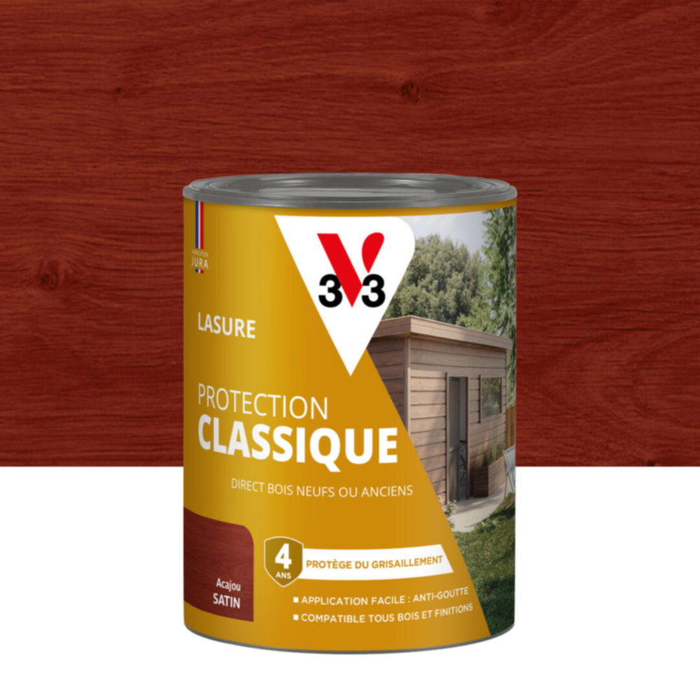 Lasure Protection Classique acajou Satin  0,75L - V33