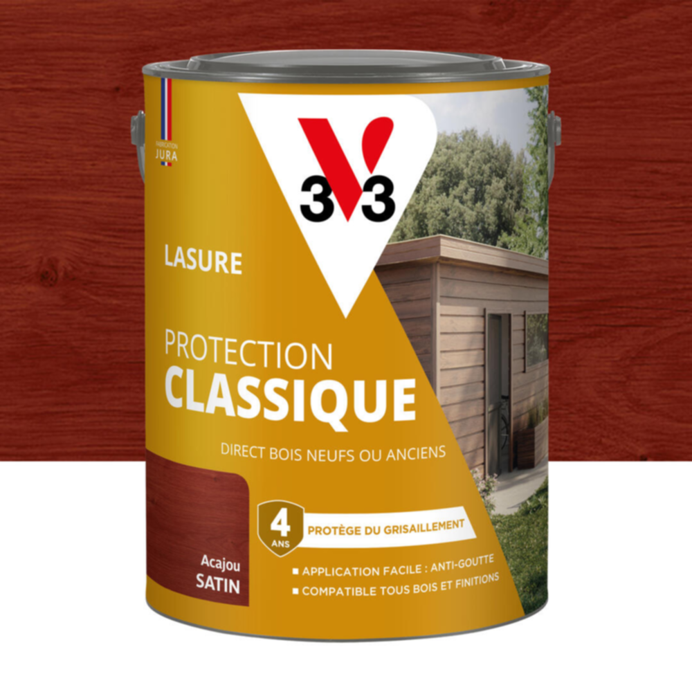 Lasure Protection Classique acajou Satin 5L - V33