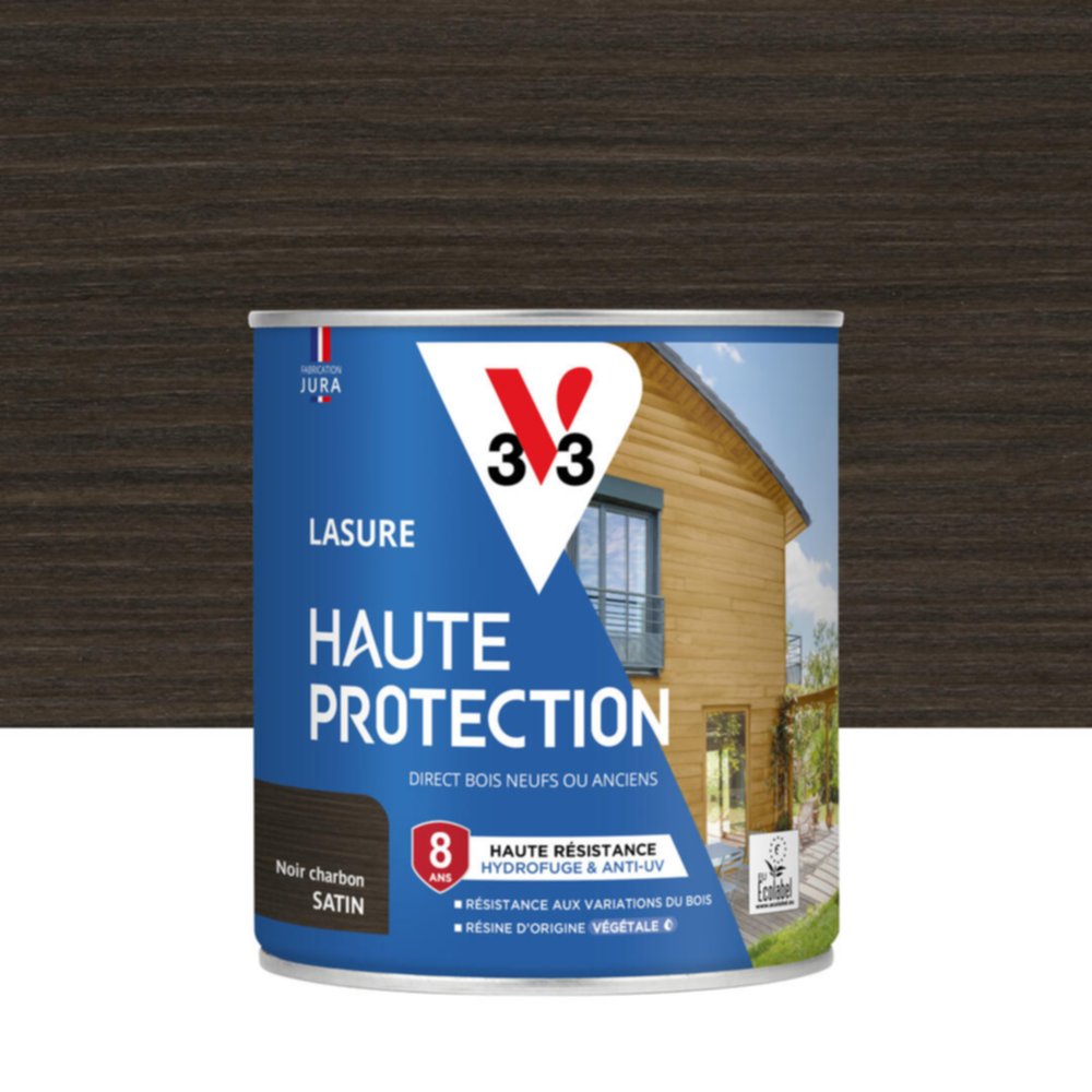 Lasure Haute Protection noir charbon Satin 0,75L - V33