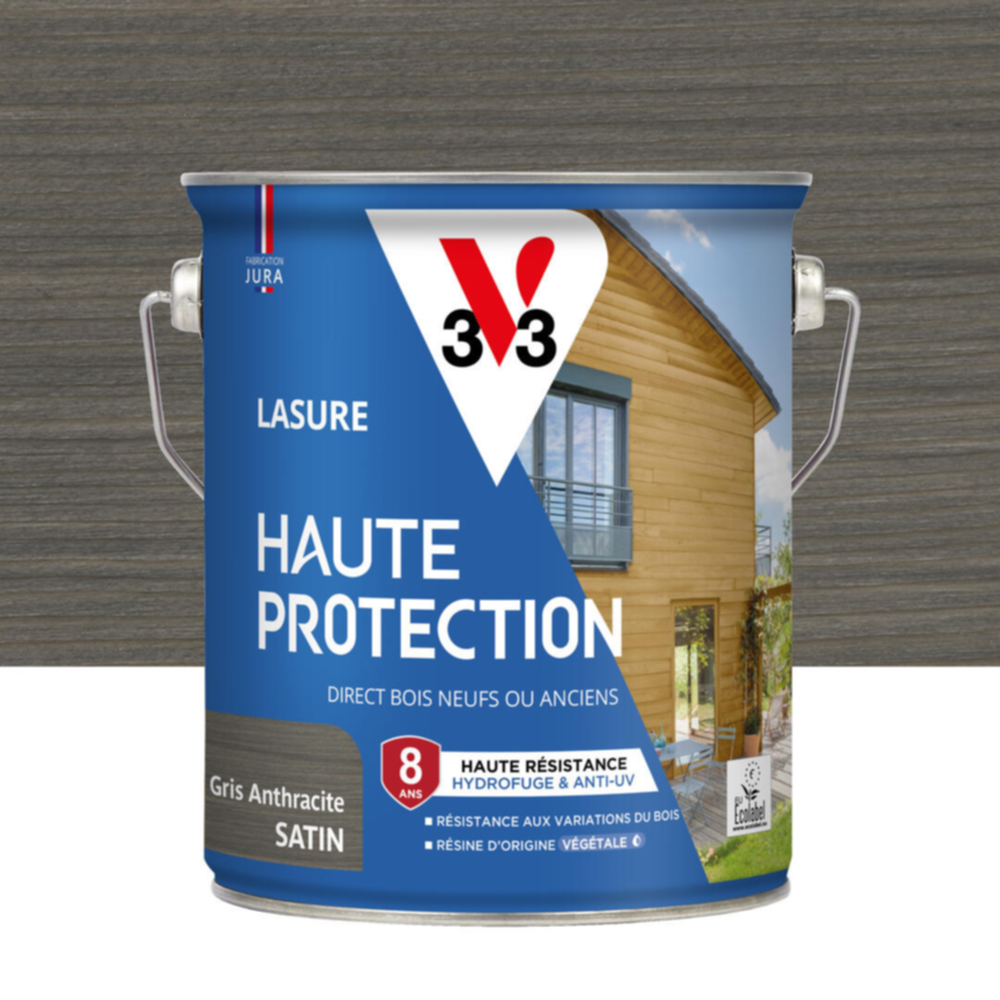 Lasure Haute Protection gris anthracite Satin 2,5L - V33