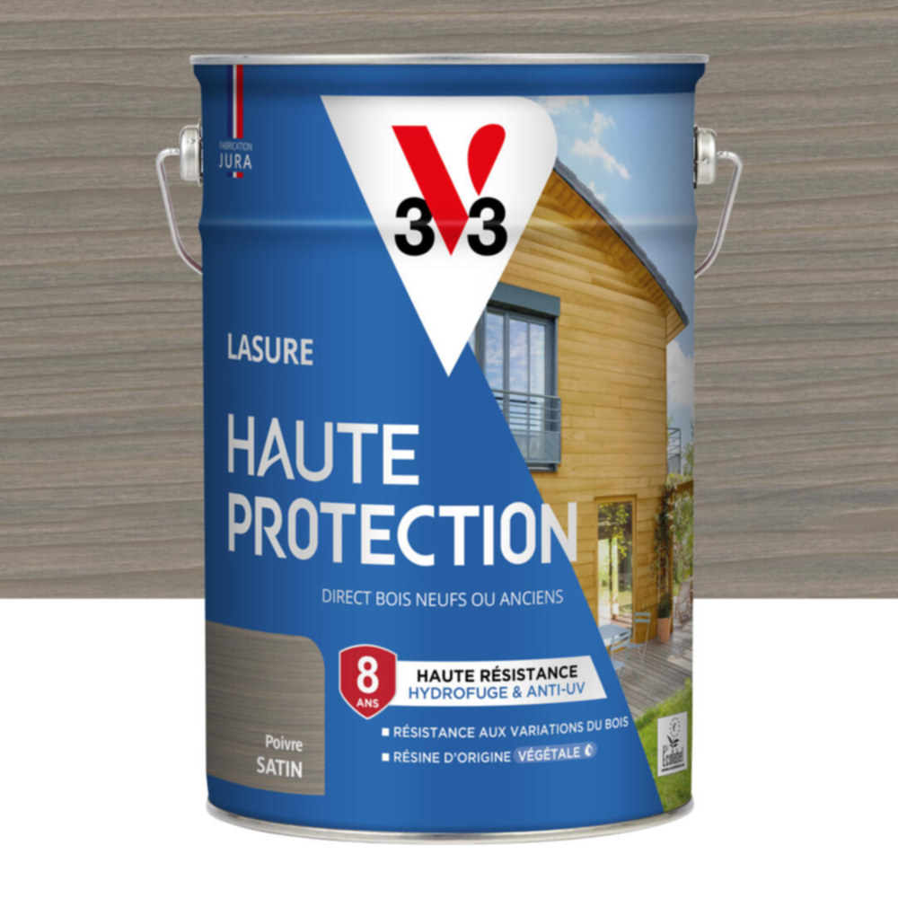 Lasure Haute Protection poivre Satin 5L - V33