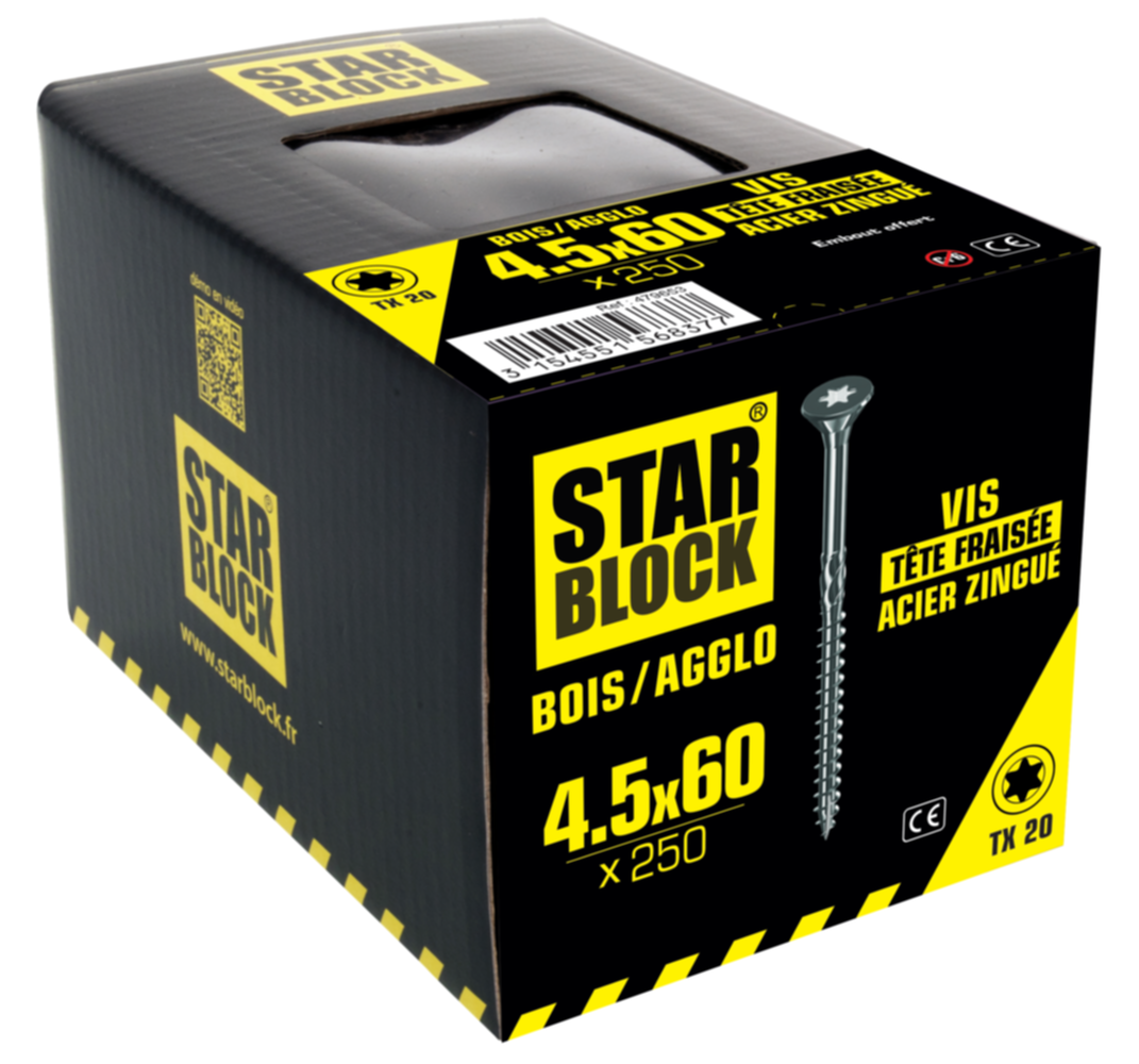 Vis agglo pro starblock torx 4.5 x 60 ( bte de 250 )