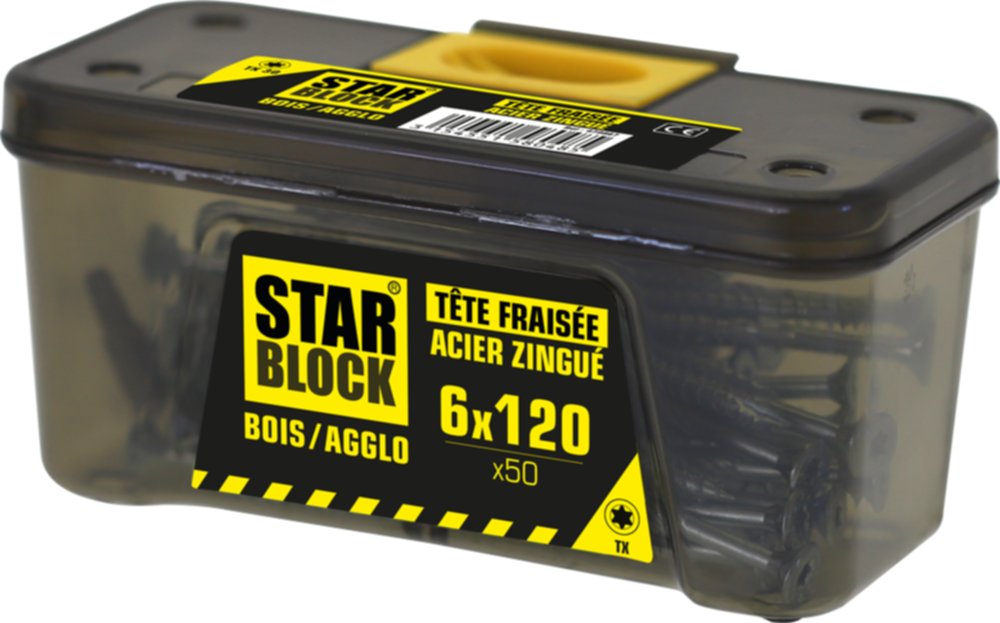 Vis bois starblock torx 6 x 120 (étui de 50)