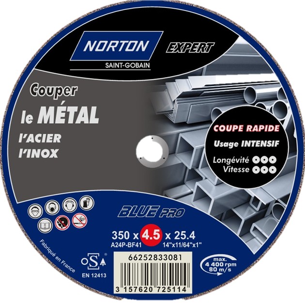 Disque à tronçonner expert blue pro metal 350x4,5x25,4 - NORTON