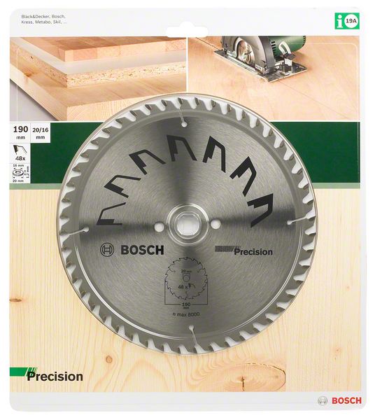 Lame circulaire PRECISION 190x2x20/16MM 48D - BOSCH