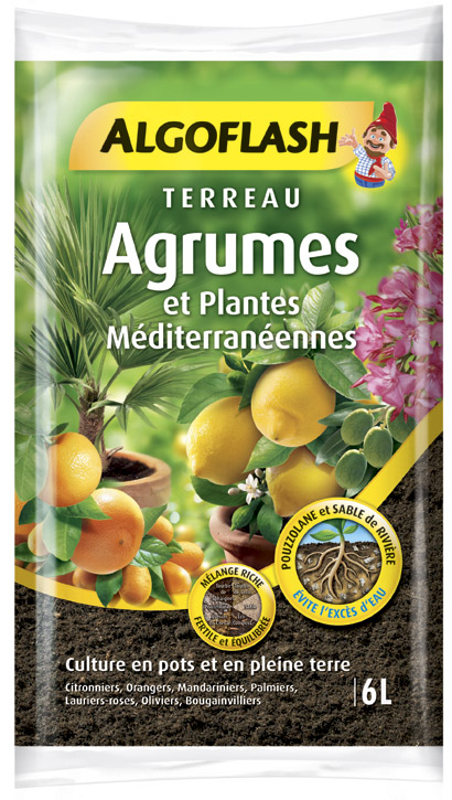 Terreau pour plantation agrumes et plantes méditerranéennes 6L - Algoflash