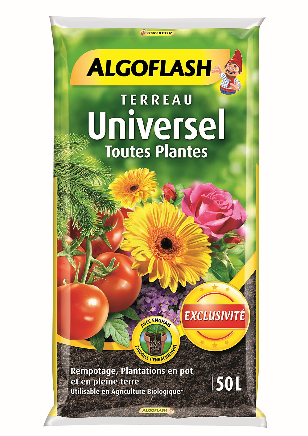 Terreau Universel toutes plantes 50 L avec engrais - ALGOFLASH