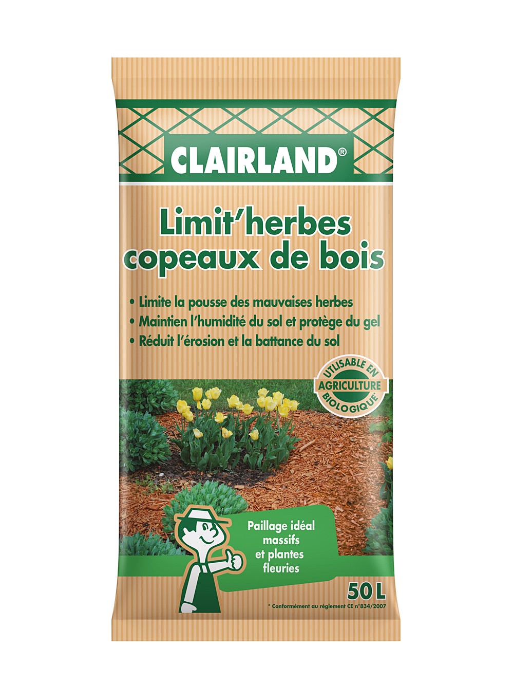 Paillage copeaux de bois nature 50L - CLAIRLAND