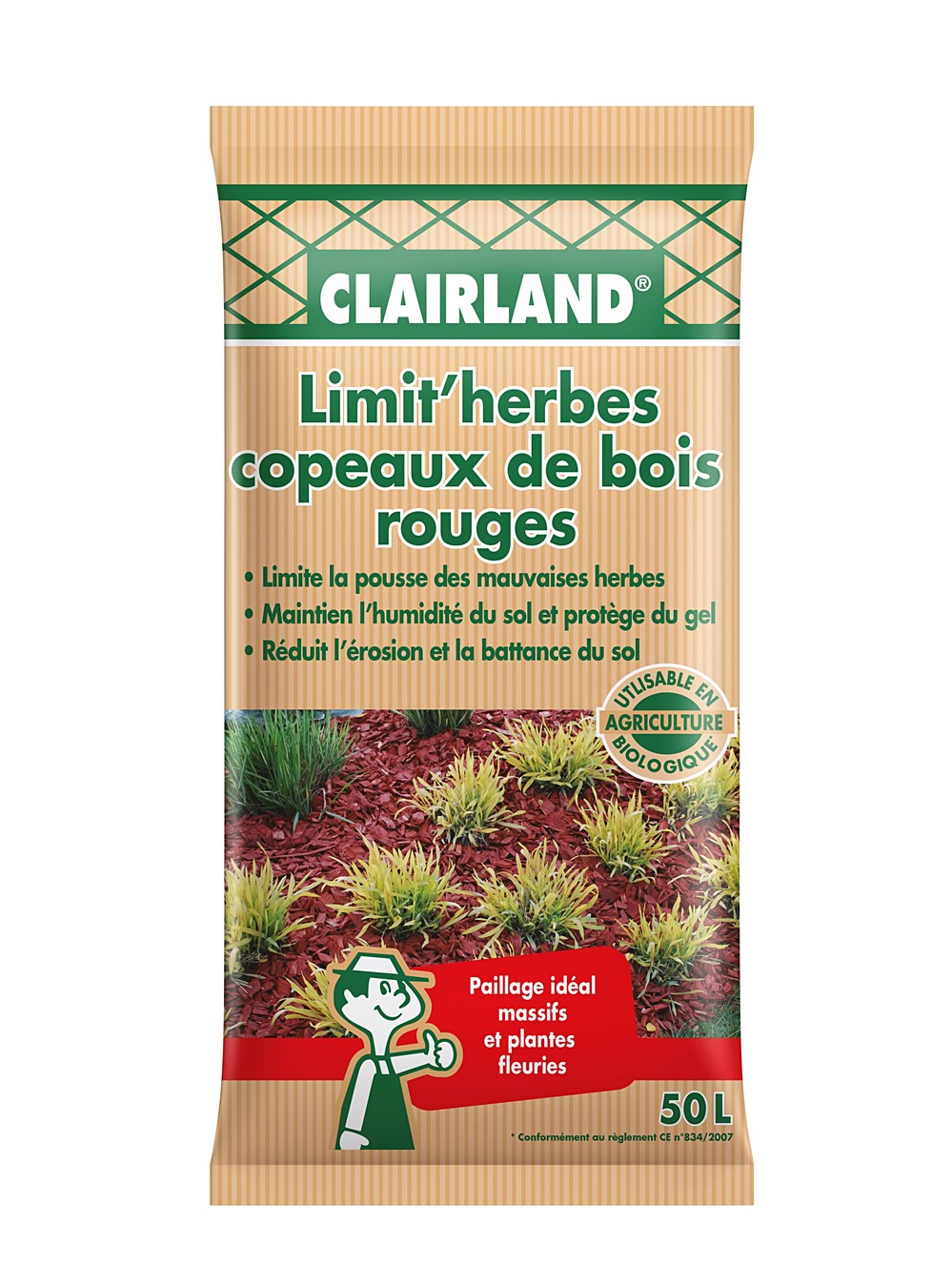 Paillage Copeaux de bois rouge 50L - COMPO