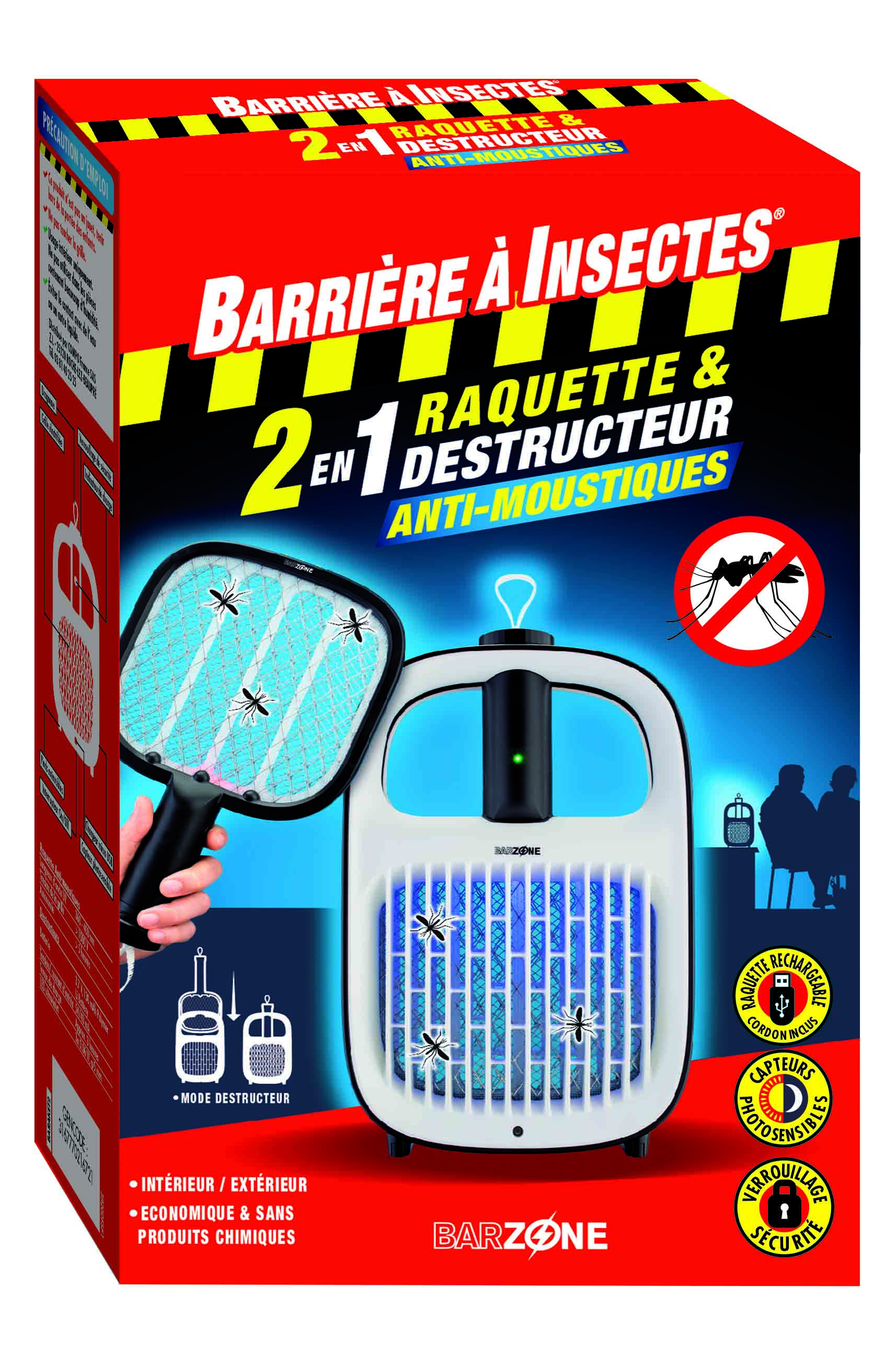 Raquette et destructeur anti-moustiques 2 en 1 - BARZONE