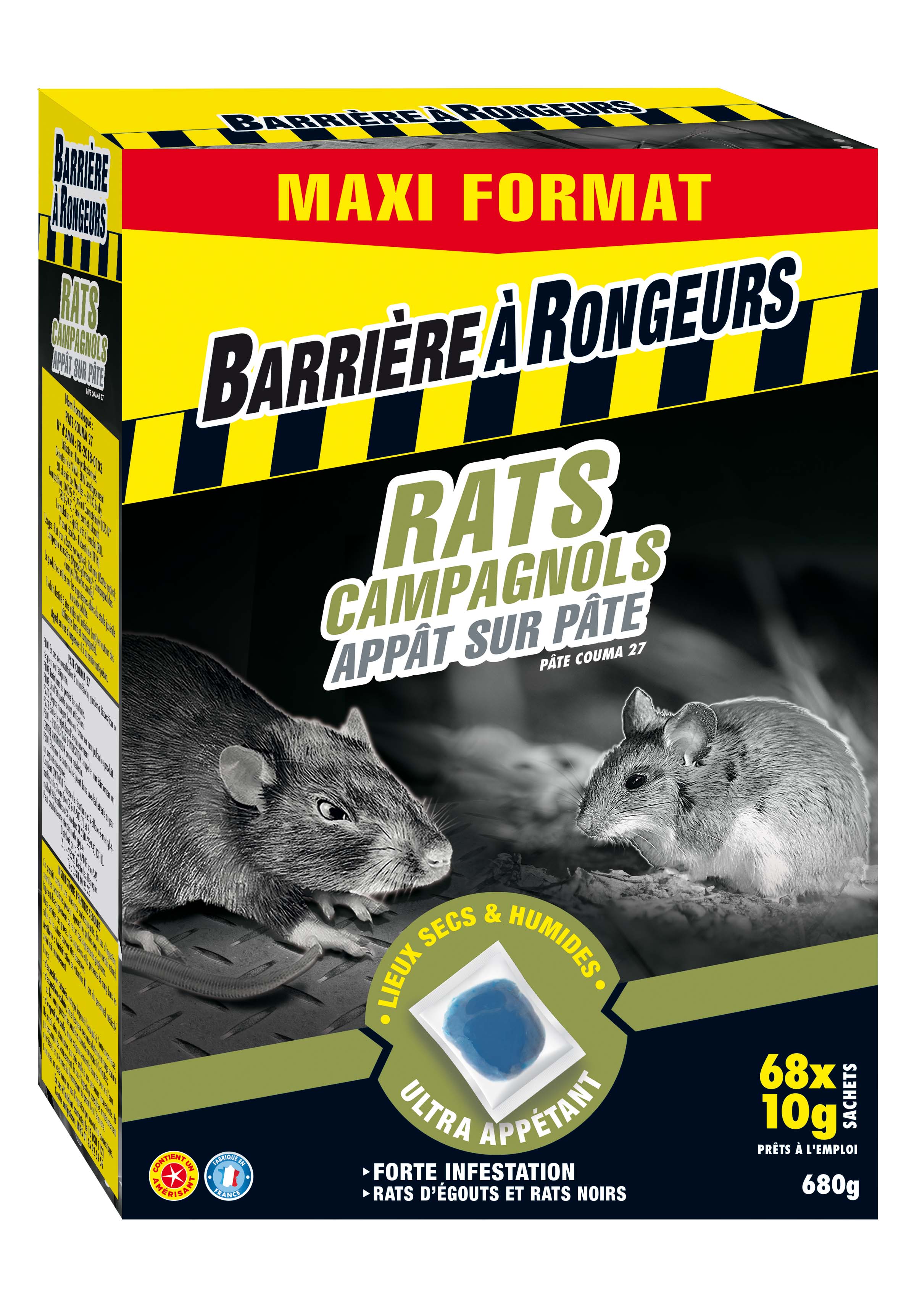 Rats & Campagnols - Appât sur pâte MAXI FORMAT 680gr 