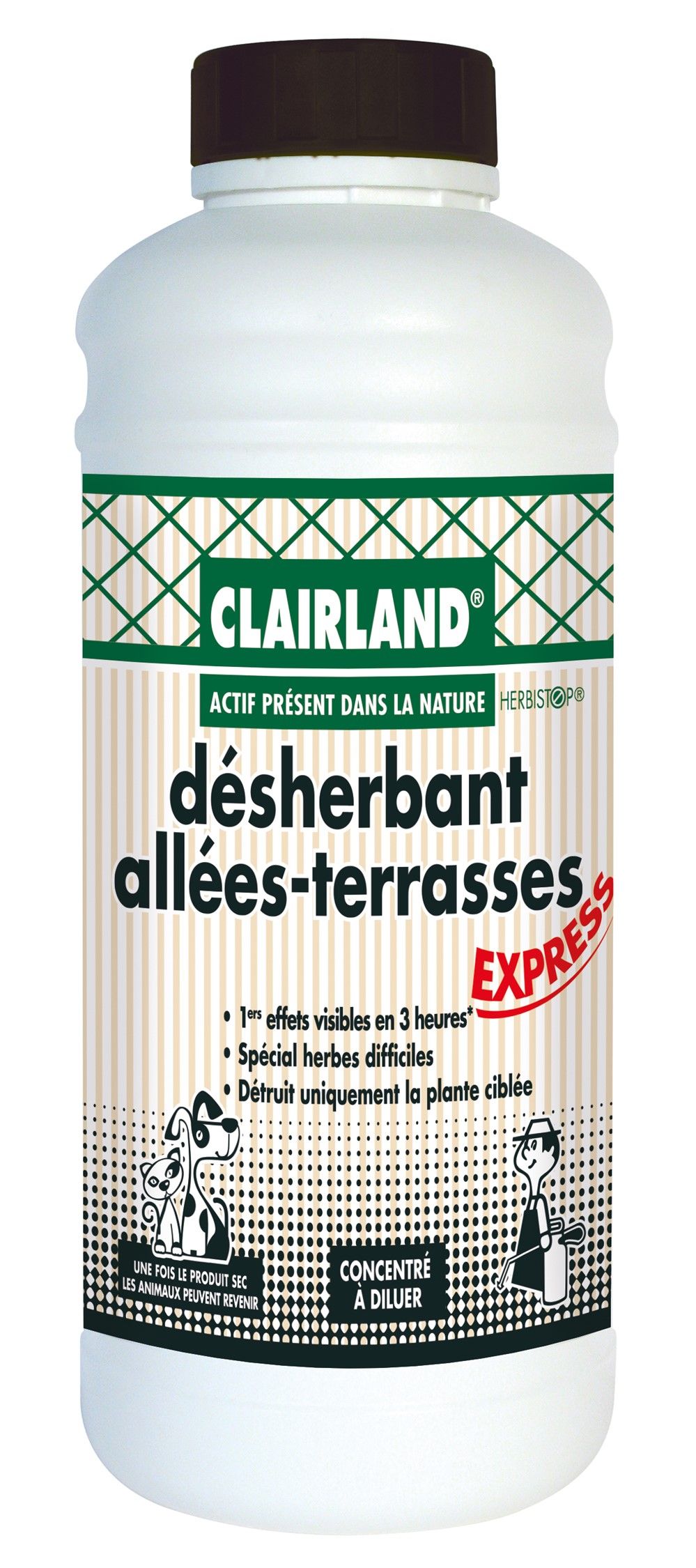 Désherbant Allées, Terrasses - Actif présent dans la nature 910 mL CLAIRLAND