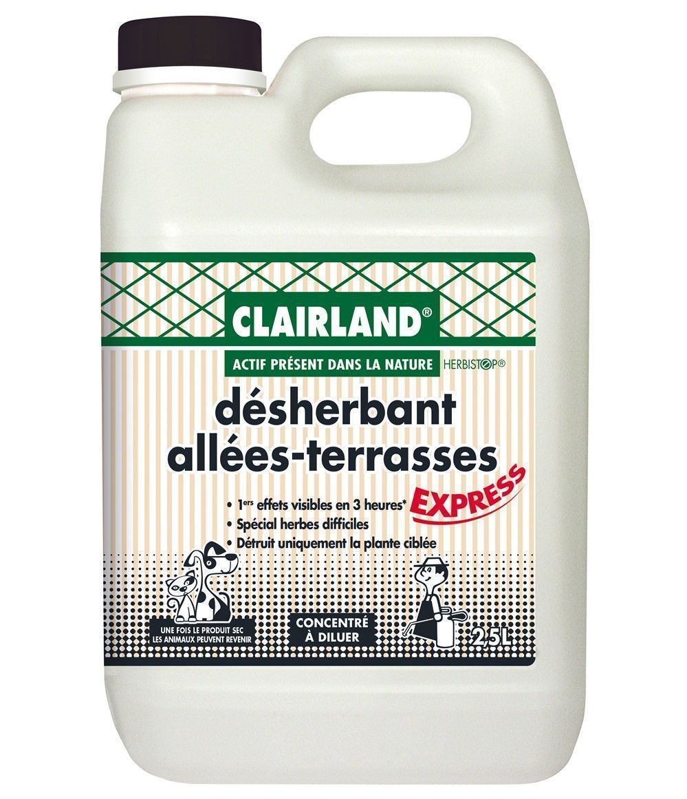 Désherbant Allées, Terrasses - Actif présent dans la nature - Concentré 2,5 L CLAIRLAND