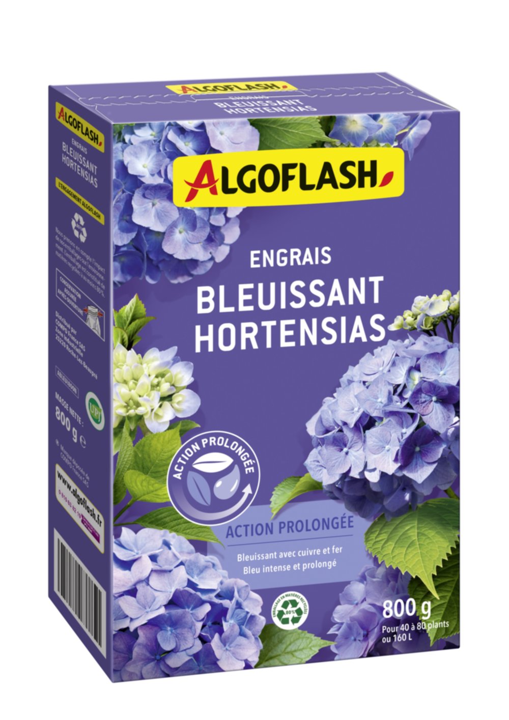 Engrais Bleuissant Hortensias Action prolongée 800gr - ALGOFLASH