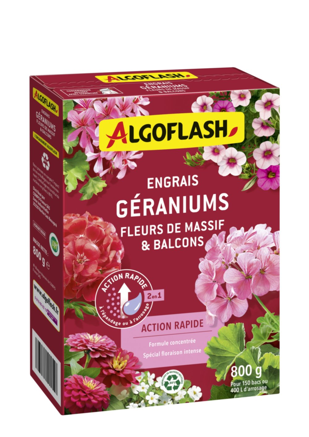 Engrais Géraniums et Plantes Fleuries Action rapide 800gr - ALGOFLASH 