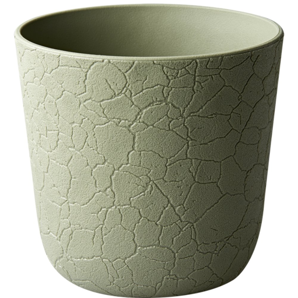 Cache-Pot Gaïa Recyclé Craquelé Ø13,6cm h13,1cm 1,48L Kaki - POETIC