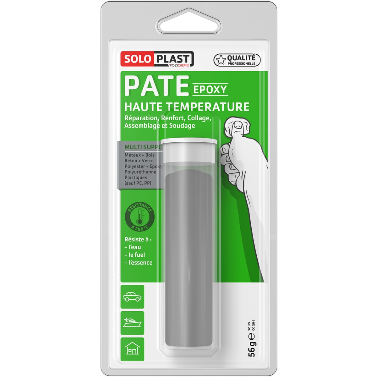 Pâte epoxy haute température grise 57 g - SOLOPLAST