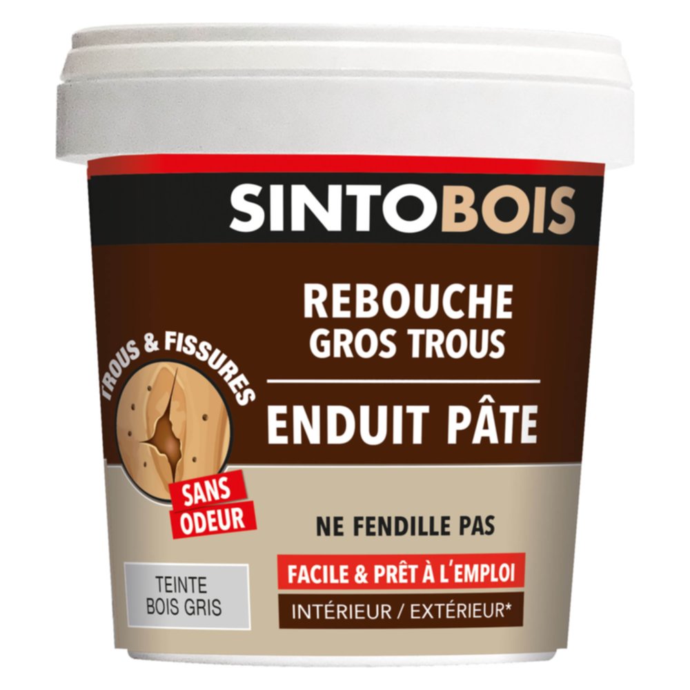 Pâte Rebouche Bois gros trous Gris 1kg - SINTO