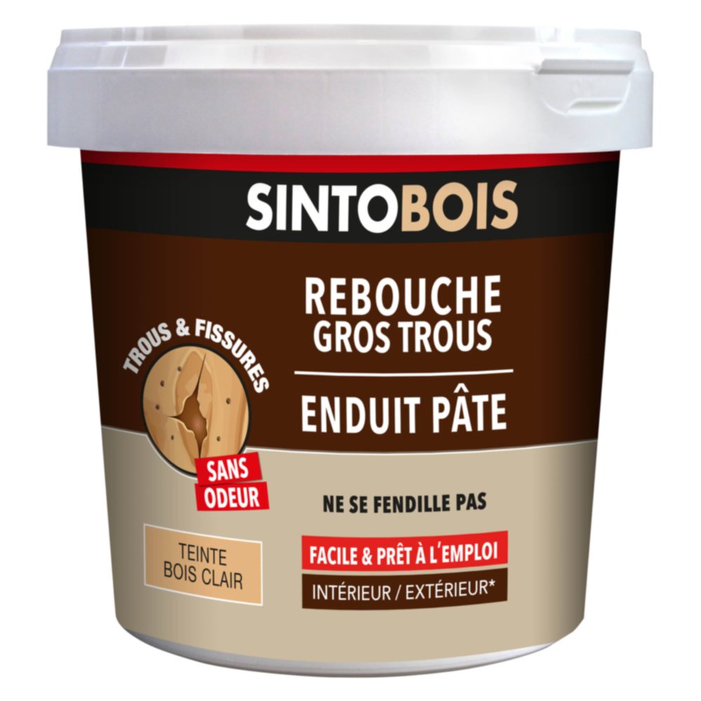 Rebouche gros trous bois clair enduit pâte 2kg- SINTO