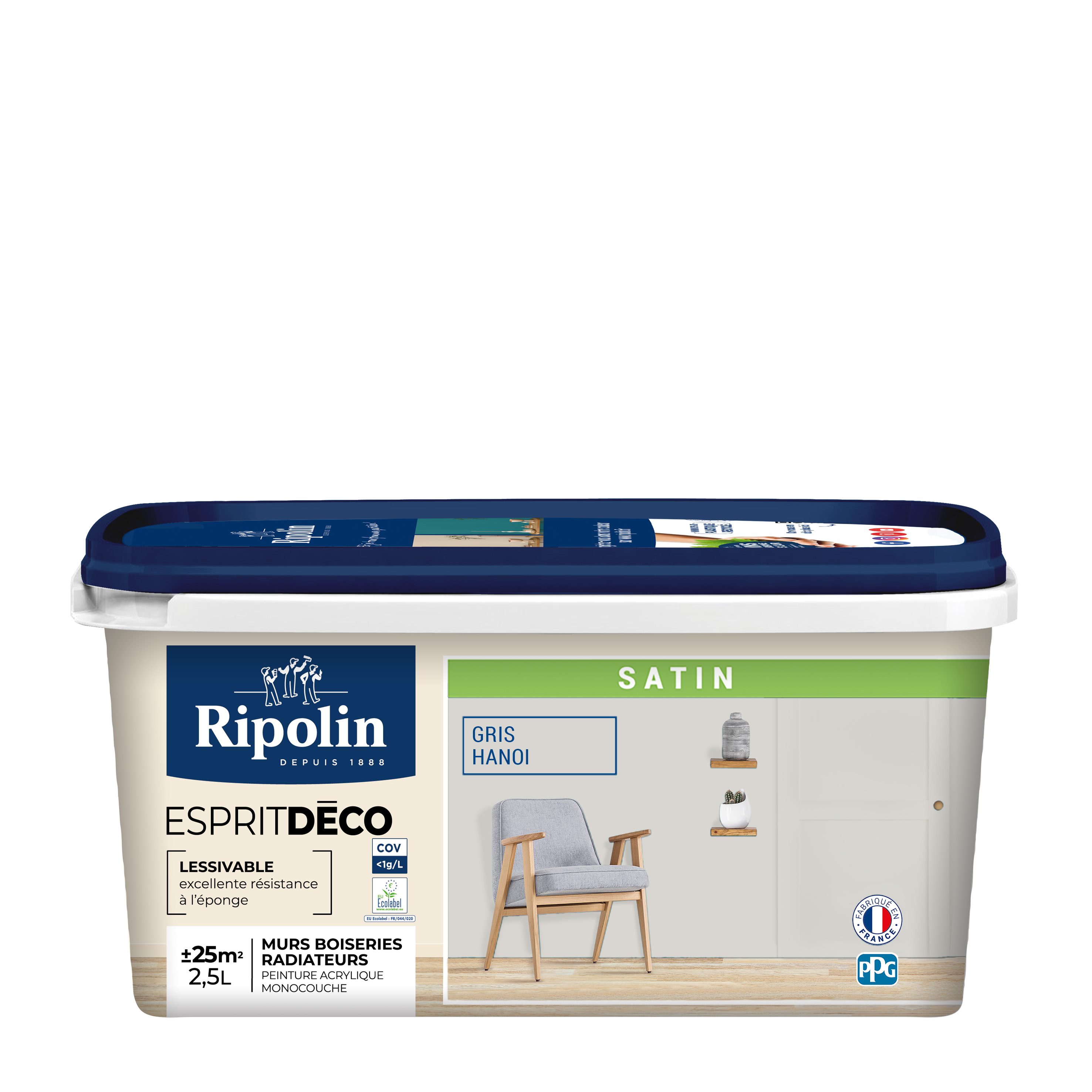 Peinture esprit-déco 2,5 l gris harnoi satin