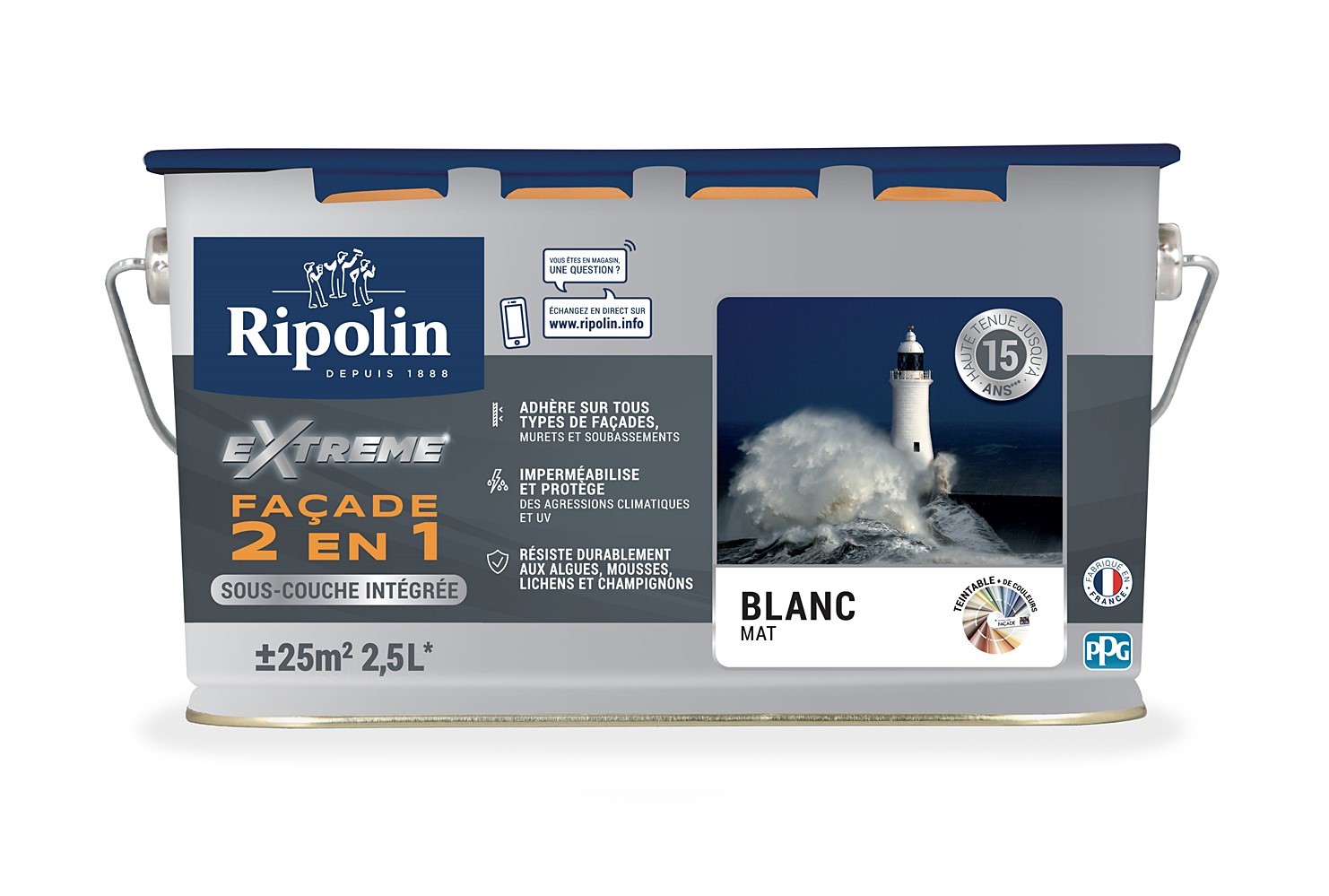 Protection Extreme Facade Blanc Mat 2,5L RIPOLIN