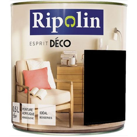 Peinture Murale Toutes Pièces Satin Noir 0,5L - RIPOLIN