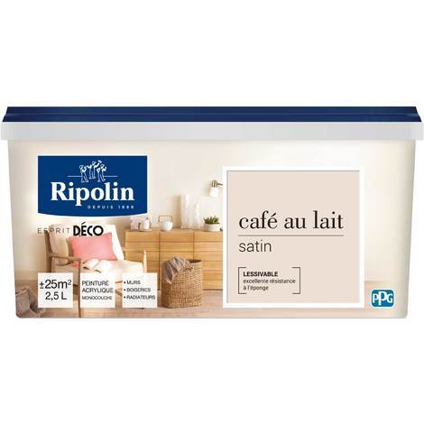 Peinture Esprit Déco multisupport café au lait 2,5L - RIPOLIN