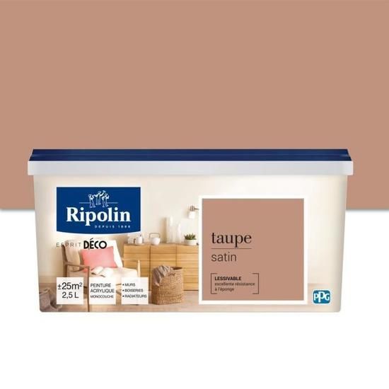 Peinture Esprit Déco multisupport taupe 2,5L - RIPOLIN