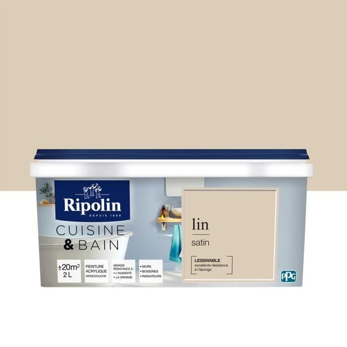 Peinture Cuisine et Bain lin 2L - RIPOLIN