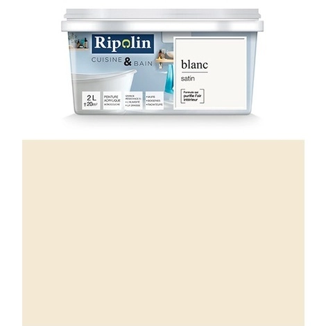 Peinture Cuisine et Bain blanc cassé 2L - RIPOLIN