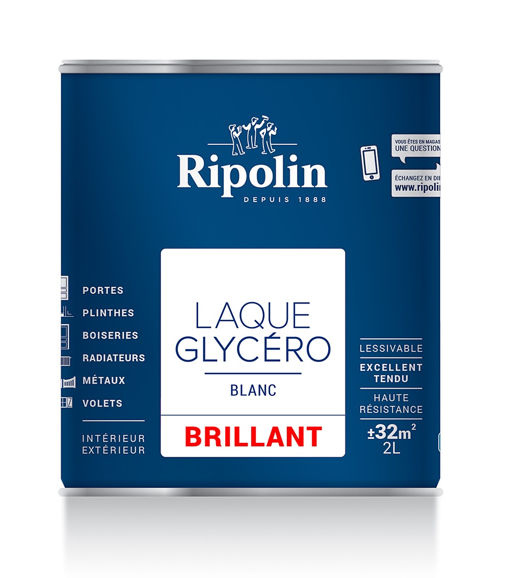 Laque Glycero Blanc Brillant 2L - RIPOLIN