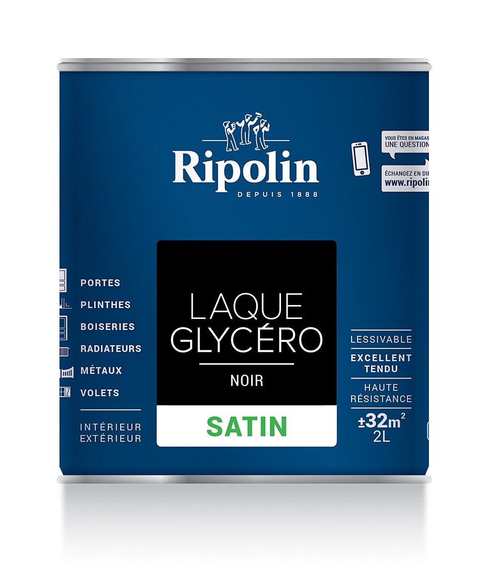 Laque Glycero Noir Satin 2L - RIPOLIN