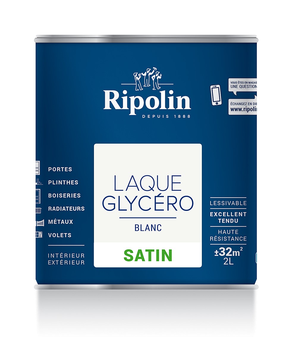 Laque Glycero Blanc Satin 2L - RIPOLIN