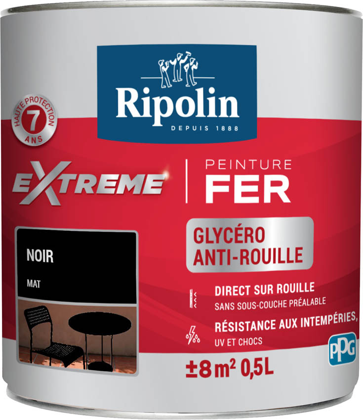 Peinture Extrême fer 0,5L mat noir RIPOLIN