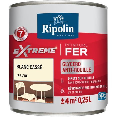 Peinture Extrême fer 0,25L brillant blanc cassé RIPOLIN