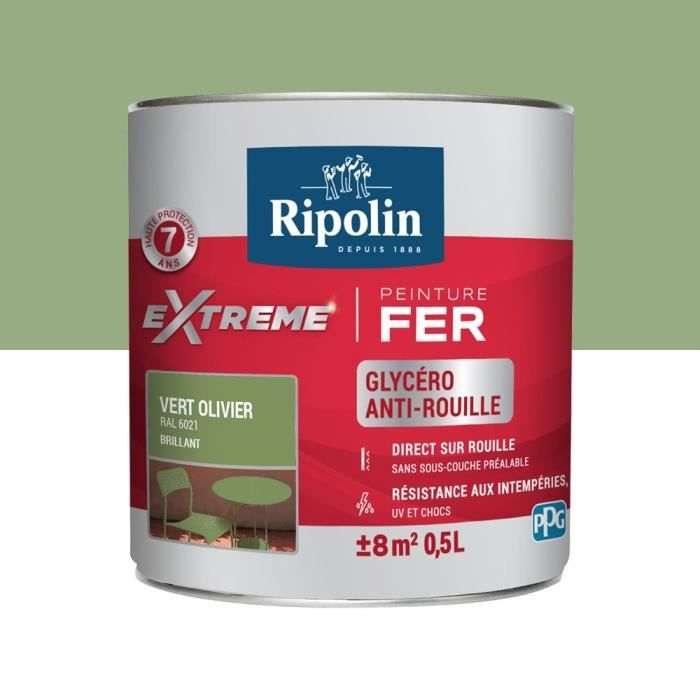 Peinture Extrême fer Solvant 0,5L vert olivier RIPOLIN