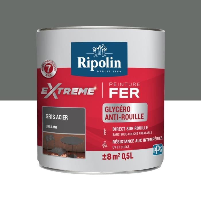 Peinture Extrême fer Solvant 0,5L gris acier RIPOLIN