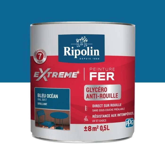 Peinture Extrême fer Solvant 0,5L bleu océan RIPOLIN