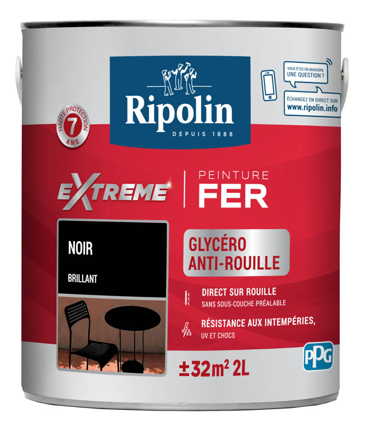 Peinture Extrême fer 2L brillant noir RIPOLIN