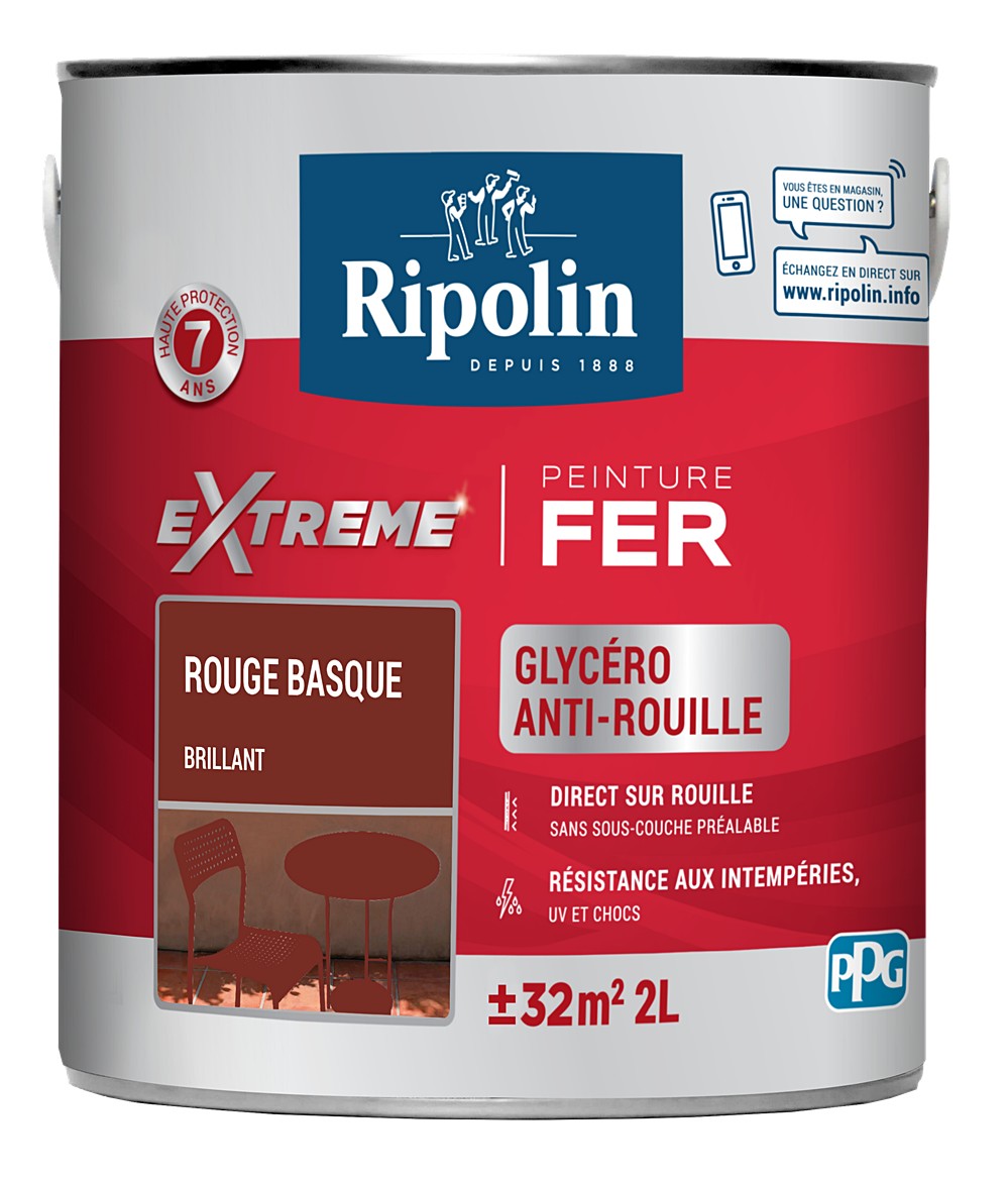 Peinture Extrême fer 2L brillant rouge basque RIPOLIN