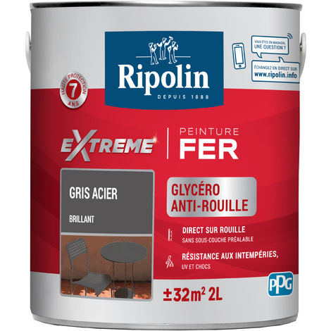 Peinture Extrême fer 2L brillant gris acier RIPOLIN