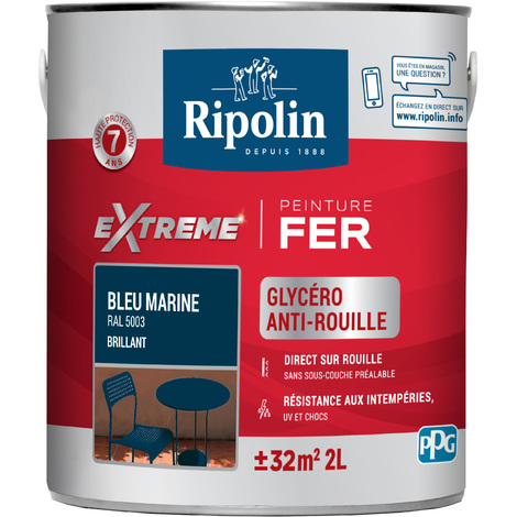 Peinture Extrême fer 2L brillant bleu marine RIPOLIN