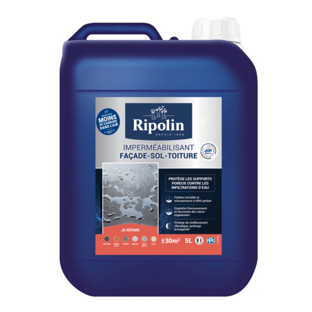 Imperméabilisant Façade-Sol-Toiture incolore 5 L - RIPOLIN