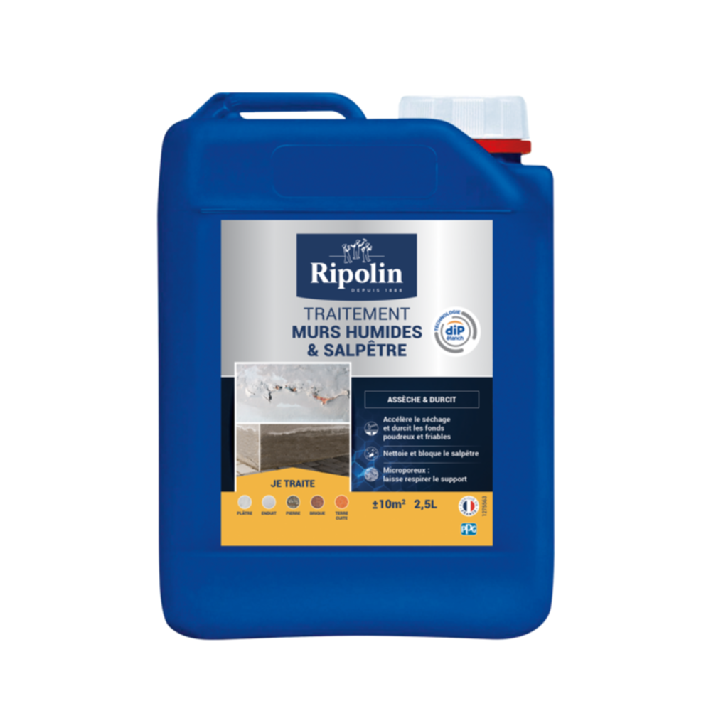 Traitement Murs Humides et Salpêtre incolore 2,5 L - RIPOLIN