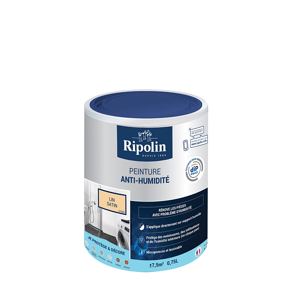 Peinture anti-humidité lin 0,75 L - RIPOLIN