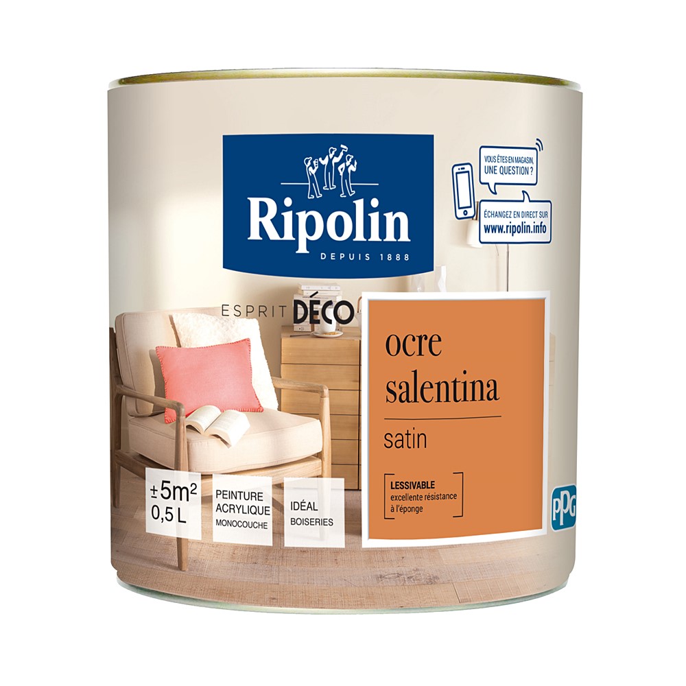 Peinture multisupport Esprit déco satin 0,5L ocre salentina RIPOLIN