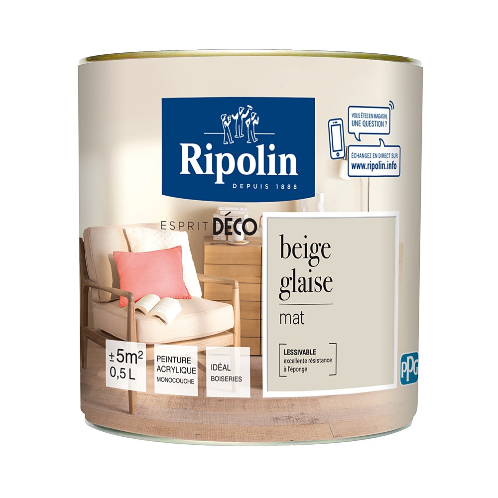 Esprit Deco multisupport Beige Glaise Mat 0,5L RIPOLIN