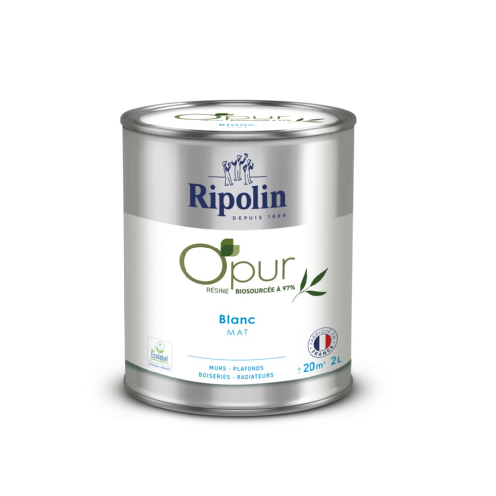 Peinture O'Pur Murs Plafonds Et Radiateurs Mat Blanc 2L - RIPOLIN