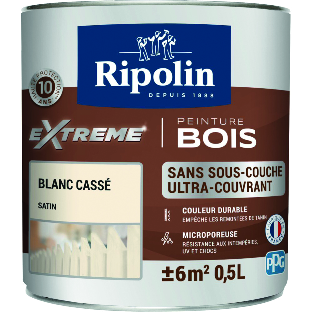 Peinture bois extrême 2,5 l blanc casse satin