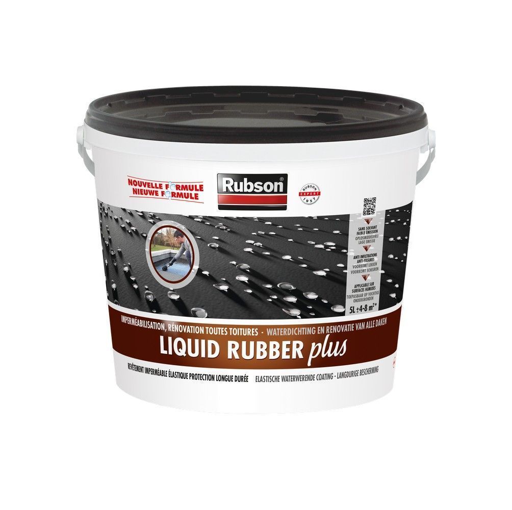 Revêtement d'étanchéité Toitures Liquid Rubber plus - Noir - Bidon 5l - RUBSON